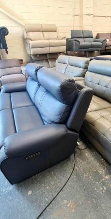 Image 7 of La-z-boy Winchester blue leather electric 3 seater sofa
