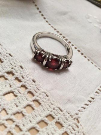 Image 3 of Imposing silver dress ring with three garnets