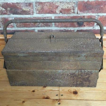 Image 1 of Vintage metal cantilever tool box. 5 compartments.