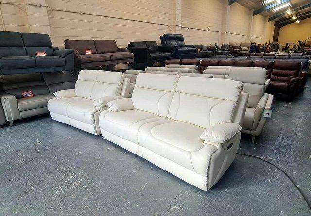 Image 4 of La-z-boy Raleigh ivory leather 3+2 seater sofas