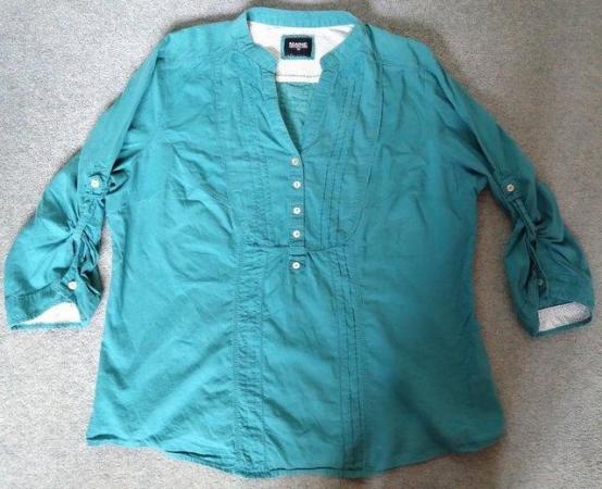 Image 1 of Maine New England turquoise cotton blouse- UK size 16