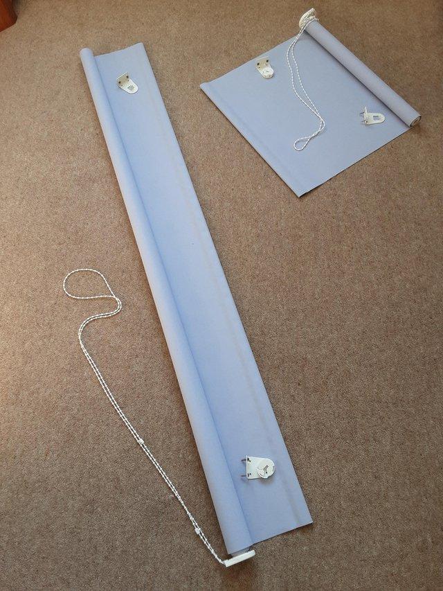 Preview of the first image of Two Matching Roller Blinds in Plain Lilac.