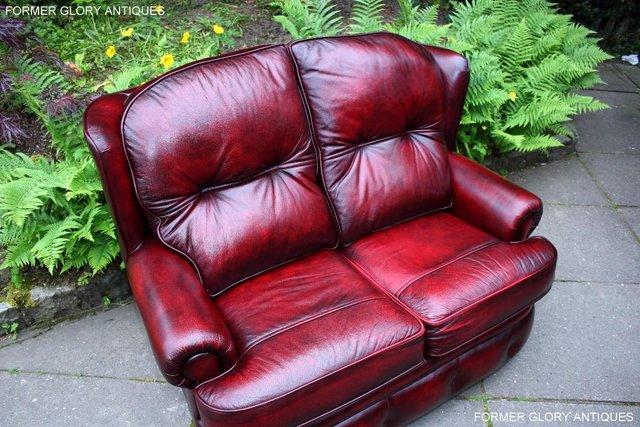 Image 97 of SAXON OXBLOOD RED LEATHER CHESTERFIELD SETTEE SOFA ARMCHAIR