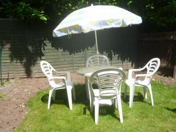 Image 1 of Patio Chairs & Parasol with Base