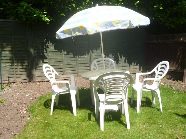 Preview of the first image of Patio Chairs & Parasol with Base.