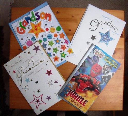 Image 1 of 4 unused Grandson birthday cards + envelopes. £1 ea/£3 lot.