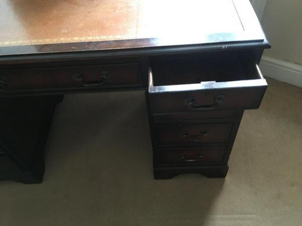 Image 3 of Reproduction leather topped desk