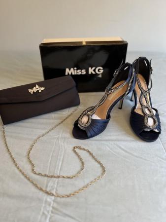 Image 1 of Diamanté Navy dress shoes Kurt Geiger and bag size 4