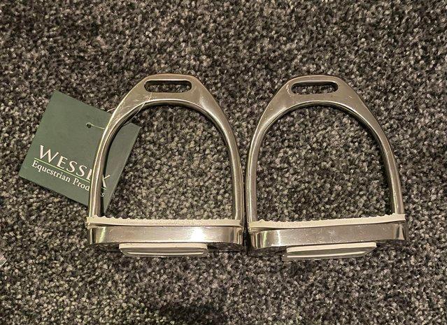 Preview of the first image of Shires Wessex Stirrup Irons Stainless Steel 3.75” New.