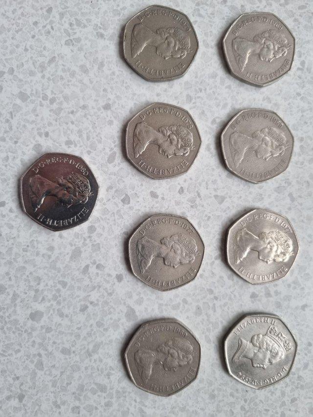 Preview of the first image of For sale 9 x old style 50p's ( large style  ).