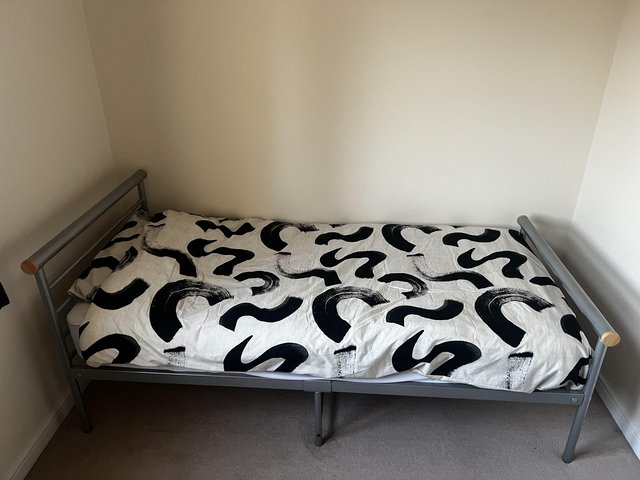 Preview of the first image of Single metal bed frame and mattress.