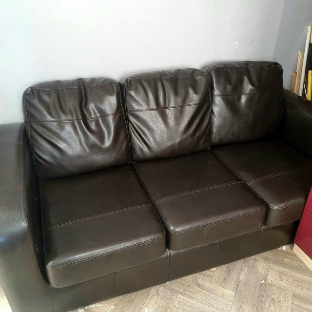Preview of the first image of Like New 3 Seater Leather Sofa.