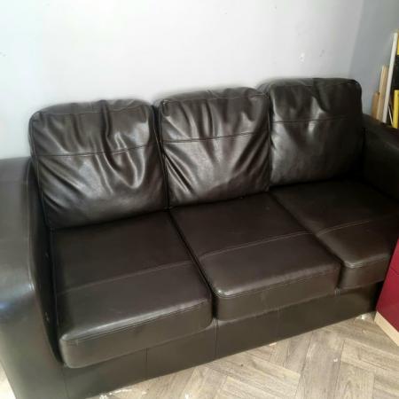 Image 1 of Like New 3 Seater Leather Sofa