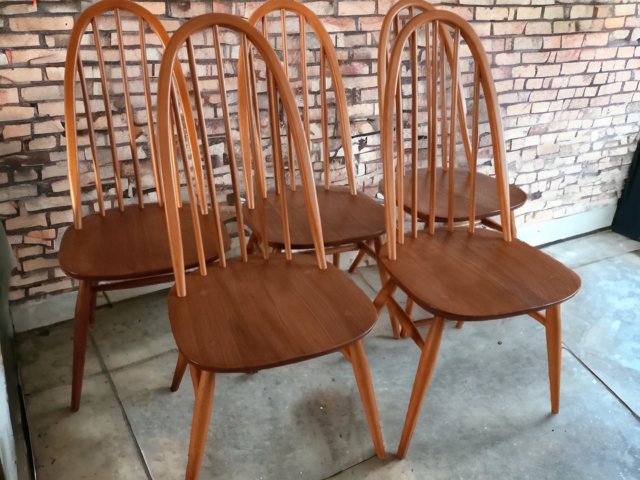Preview of the first image of Set of five Ercol Quaker dining chairs.