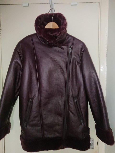 Preview of the first image of Ladies Dark Burgundy M&S Biker Jacket Size 14.