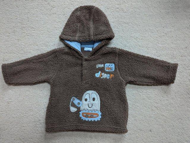 Preview of the first image of Cherokee, Little Digger, Hooded Long Sleeve Plush Boy's Top.