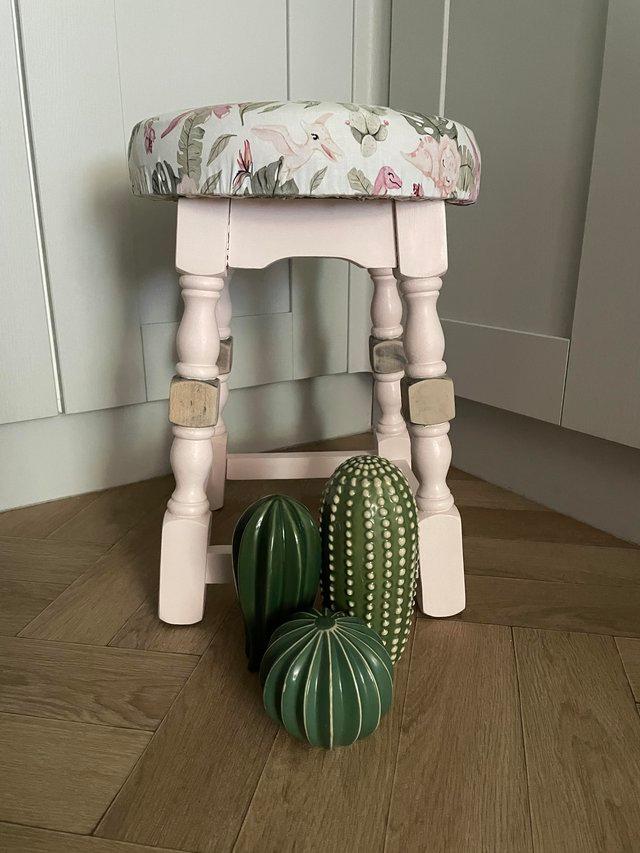 Preview of the first image of Childrens Dino girl and cacti stool..