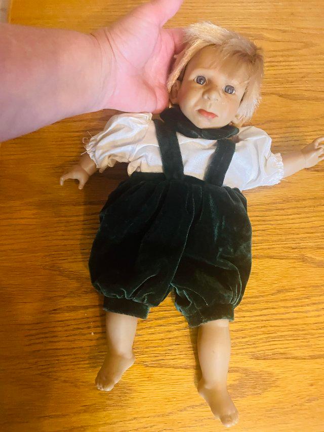 Preview of the first image of Vintage boy expression doll for sale.