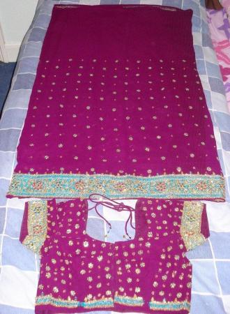 Image 2 of Indian wedding purple embroidered saree