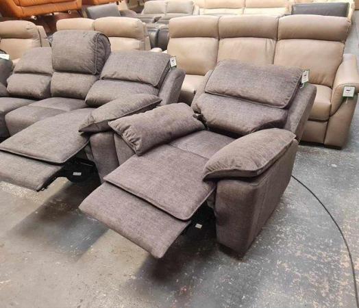 Image 7 of Goodwood grey fabric recliner 3 seater sofa and 2 armchairs