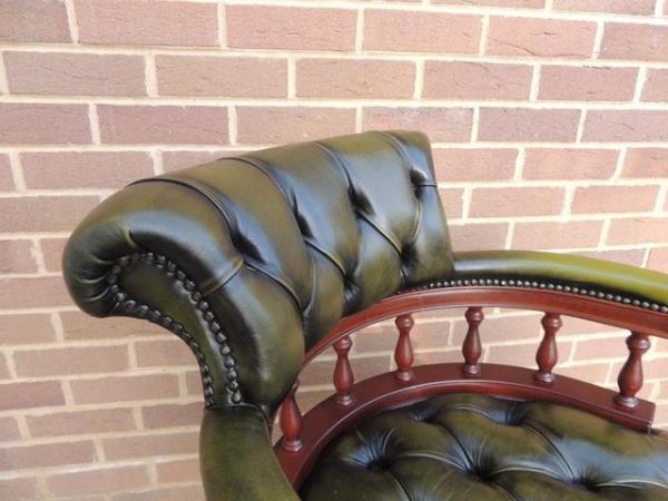 Image 5 of Antique Green Fully Buttoned Captains Chair (UK Delivery)