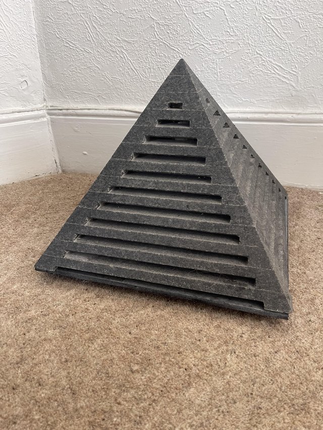 Preview of the first image of Handmade Solid Stone Grey Marble Pyramid Ornament.