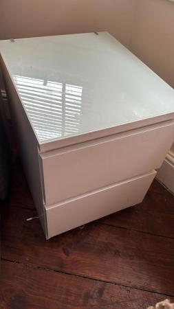 Image 1 of IKEA MALM Chest of 2 drawers - white - with glass top