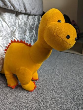 Image 3 of Orange knitted diplodocus soft toy