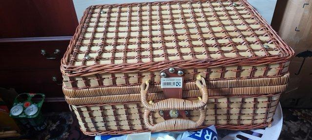 Preview of the first image of Wicker picnic basket and accessories.