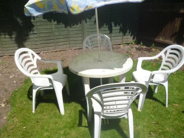 Image 3 of Patio Chairs & Parasol with Base