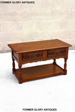 Image 10 of OLD CHARM LIGHT OAK TWO DRAWER OCCASIONAL COFFEE TABLE STAND