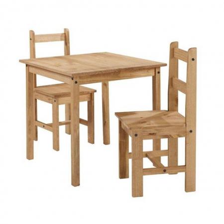 Image 1 of Corona Dining Table and 2 Chairs Rio Square Set Solid Pine