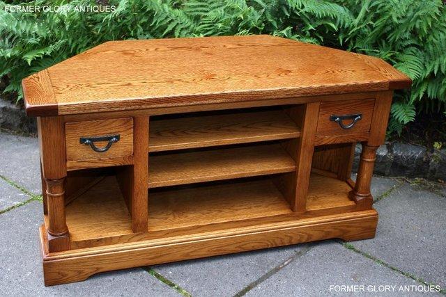 Image 106 of AN OLD CHARM FLAXEN OAK CORNER TV CABINET STAND MEDIA UNIT