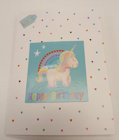 Image 1 of Handmade unicorn birthday card
