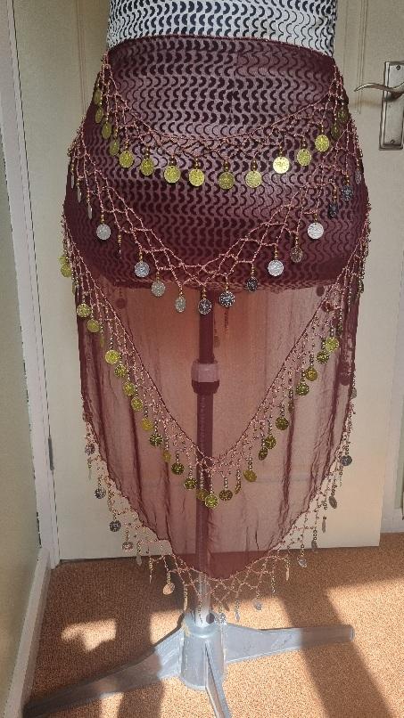 Preview of the first image of Belly dance hip scarf, longer length..