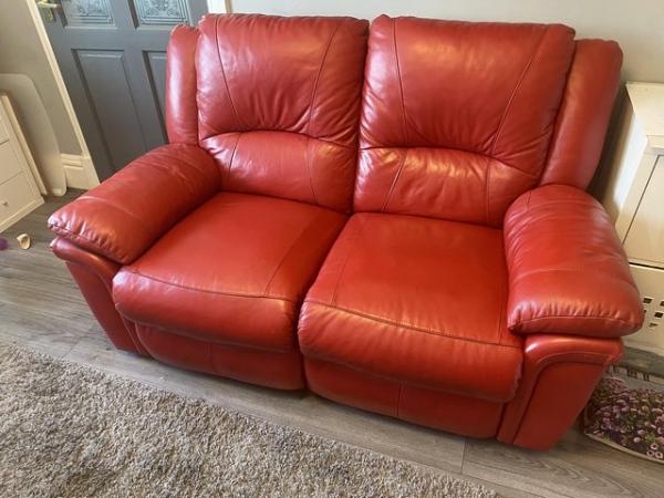 Image 3 of Two seater and chair leather electric recliners