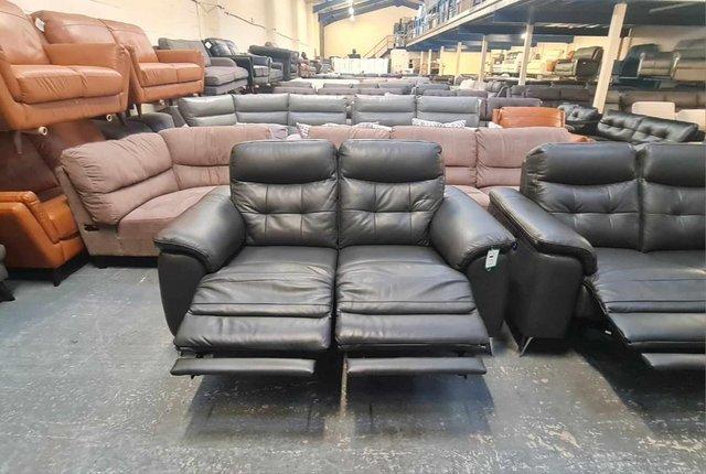 Image 2 of La-z-boy Sloane grey leather recliner 2x2 seater sofas