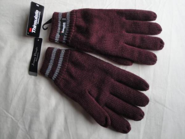 Image 1 of Maroon Knitted Thinsulate Gloves. New. (C335)