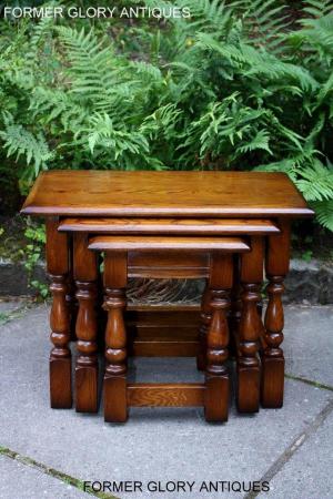Image 25 of AN OLD CHARM LIGHT OAK NEST OF TABLES COFFEE TEA TABLE SET