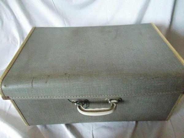 Image 1 of 1950s Ladies weekend suitcase, rare side hinged, with key