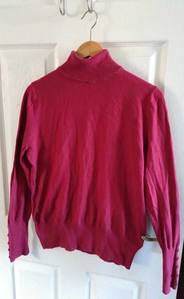 Preview of the first image of Next red roll-neck long sleeve cotton jumper- size 16 (UK).