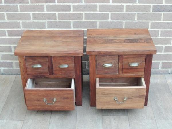 Image 2 of Pair of Indian Rosewood Bedside Tables (UK Delivery)