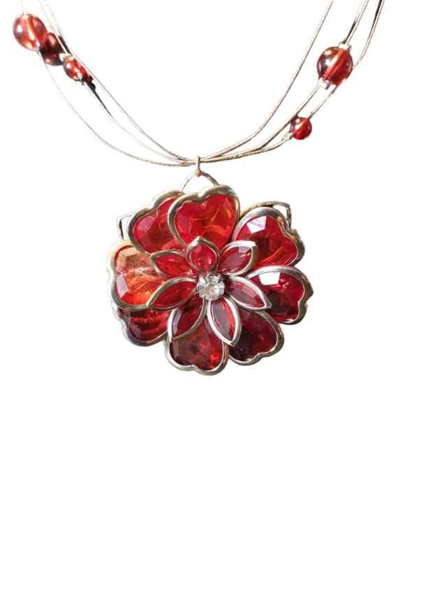Preview of the first image of Vintage Flower Pendant Necklace.