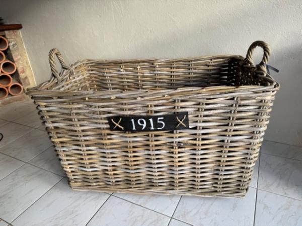 Image 2 of Large Rectangular Trunk Wicker Basket on casters