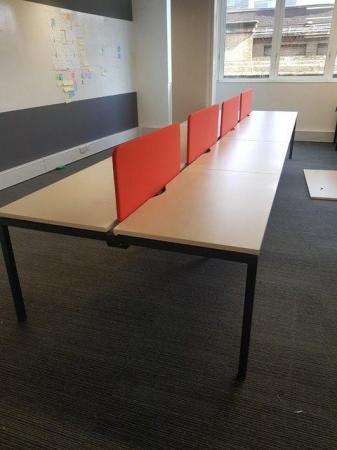 Image 7 of 4 sets of Wood top 8-pod office/business bench hot desks