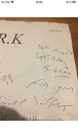 Image 1 of signed autographed letter Ronnie Reggie Kray authentic hand
