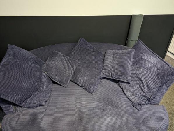 Image 2 of Blue/Purple corduroy cuddle sofa 2 seater