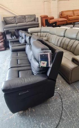 Image 12 of La-z-boy Daytona black leather electric 3+2 seater sofas