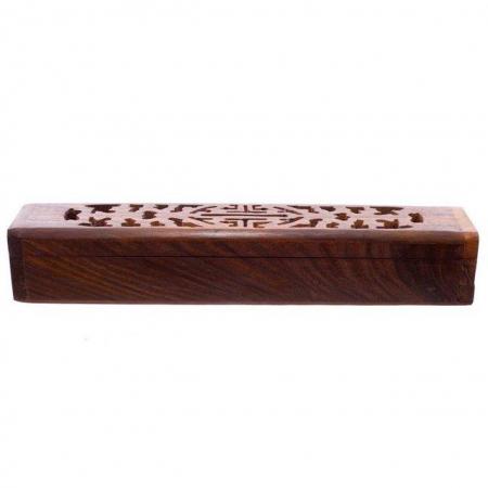 Image 1 of Decorative Sheesham Wood Carved Incense Box. Free postage