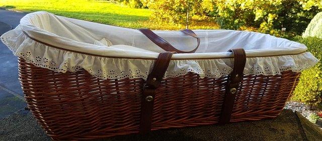 Preview of the first image of MOSES BASKET - NATURAL WICKER - INCLUDING BEDDING.